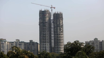 Noida Twin Towers demolition image Noida Twin Towers demolition image