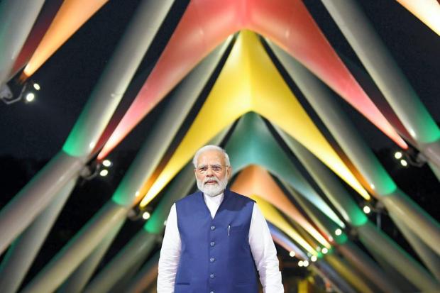 Prime Minister Narendra Modi during the inauguration of Atal Bridge over Sabarmati river, in Ahmedabad.(PTI Photo)