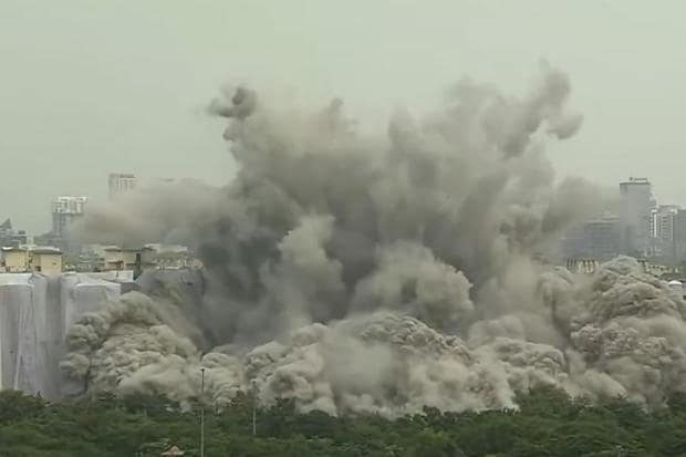 Supertech's twin towers in Noida were the tallest structures to be demolished in India. (PTI Photo)