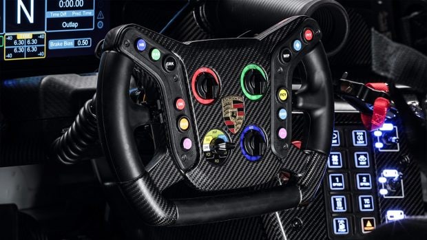 There is a racing steering wheel with a whole host of controls and paddle shifters behind it. The car also comes with a 10.3-inch display that has been adopted from the one-make cup racer. There is no space for a passenger and you will most definitely not be missing the company of anyone when behind the wheel of the 911 GT3 R. Just like the exterior, there are plenty of carbon fibre surfaces on the inside too.
