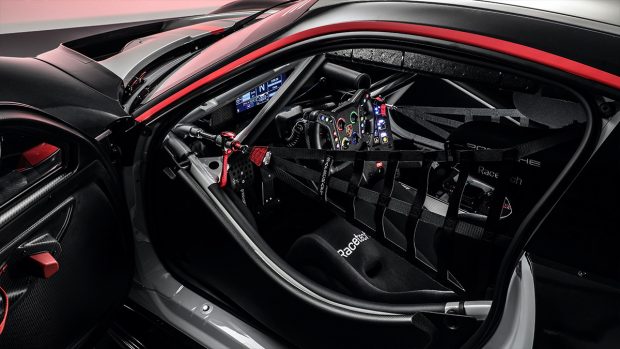 The inside of the 911 GT3 R has been fitted with a roll cage and gets the new FIA side impact protection for added safety. Even the driver seat has been moved closer to the centre for a better seating position. Porsche engineers have also worked on making the six-point seatbelts easier and quicker to secure during pit stops.