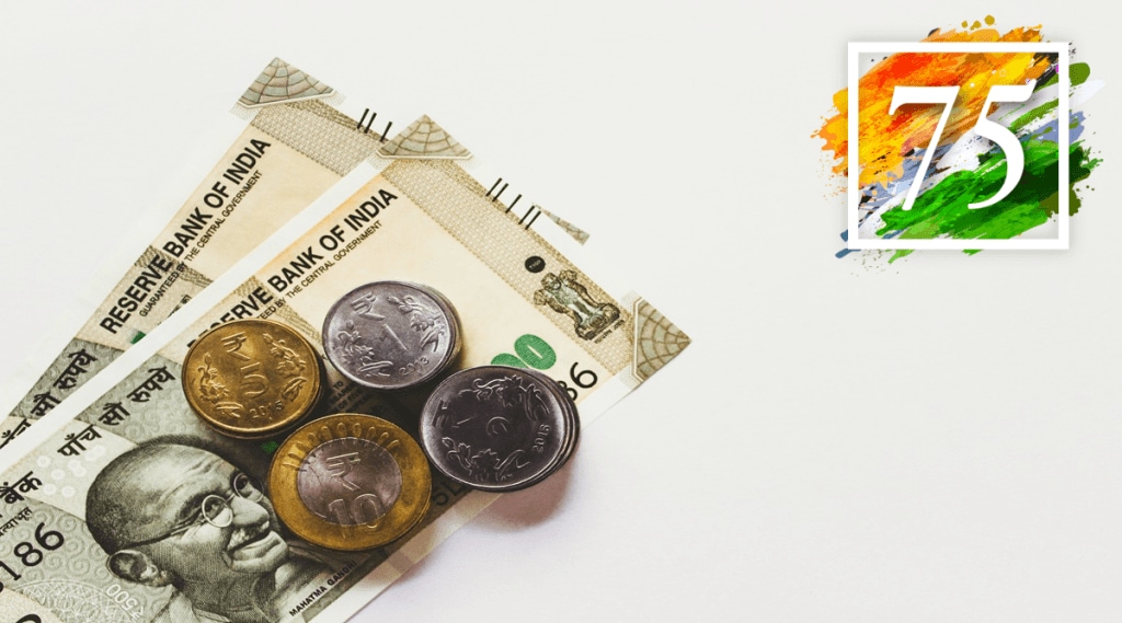 Rupee value, rupee, 75 the independence day