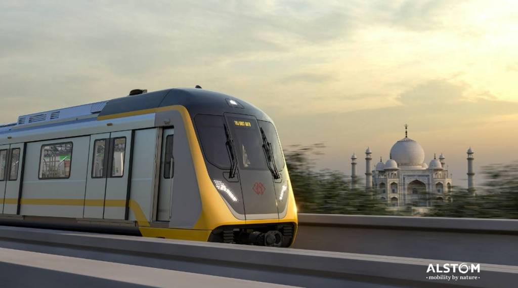 agra metro, metro train, alstom, agra metro coaches