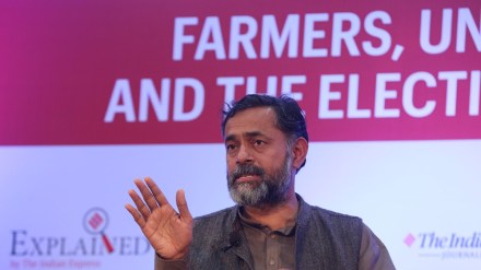 Swaraj India President Yogendra Yadav during Indian Express Explained event in 2019. (Express Photo by Amit Mehra.) Swaraj India President Yogendra Yadav during Indian Express Explained event in 2019. (Express Photo by Amit Mehra.)