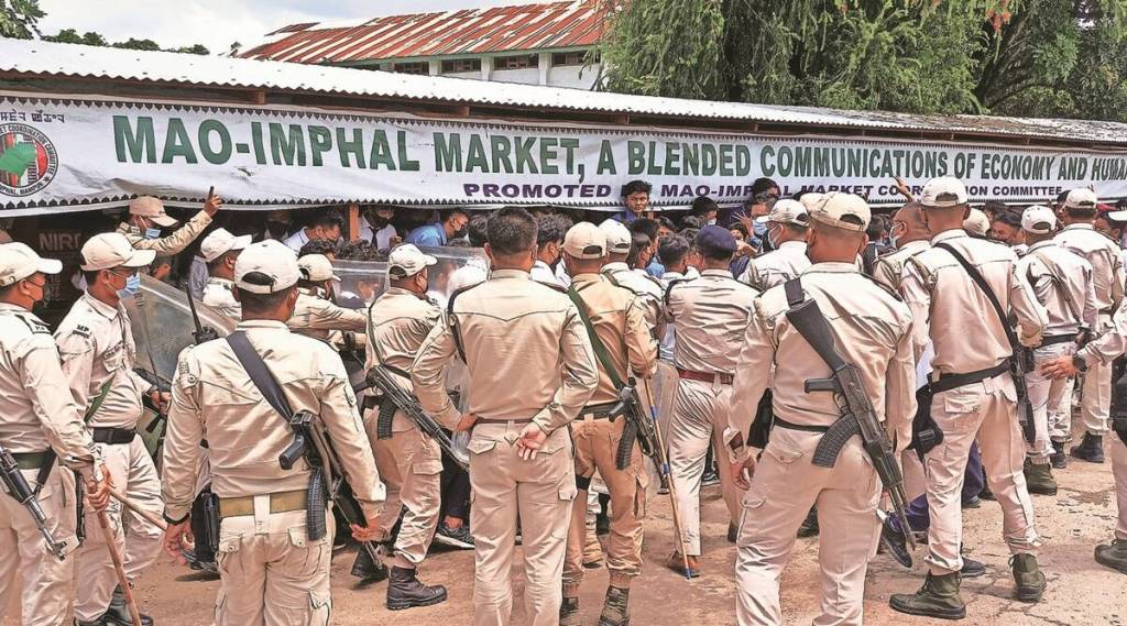 Tensions prevailed in Manipur a day after 30 students and two police personnel were injured following a confrontation between student protesters and police in Imphal on Saturday. (Express photo)