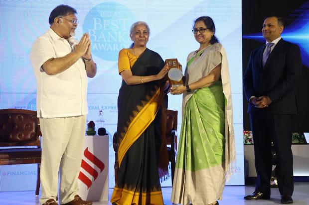 The winner of FE India’s Best Banks Banker of the Year award 2019-20 is Ms. Padmaja Chunduru , Former MD & CEO- Indian Bank (Express Photo team)