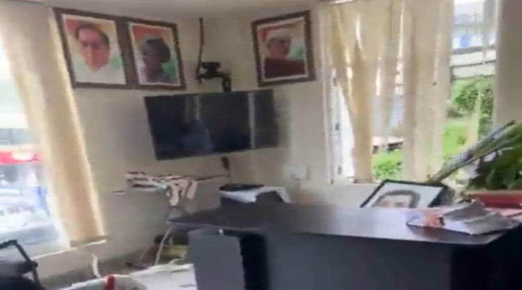Television channels aired visuals of a group of protestors creating ruckus inside the MP's office. (File Photo)