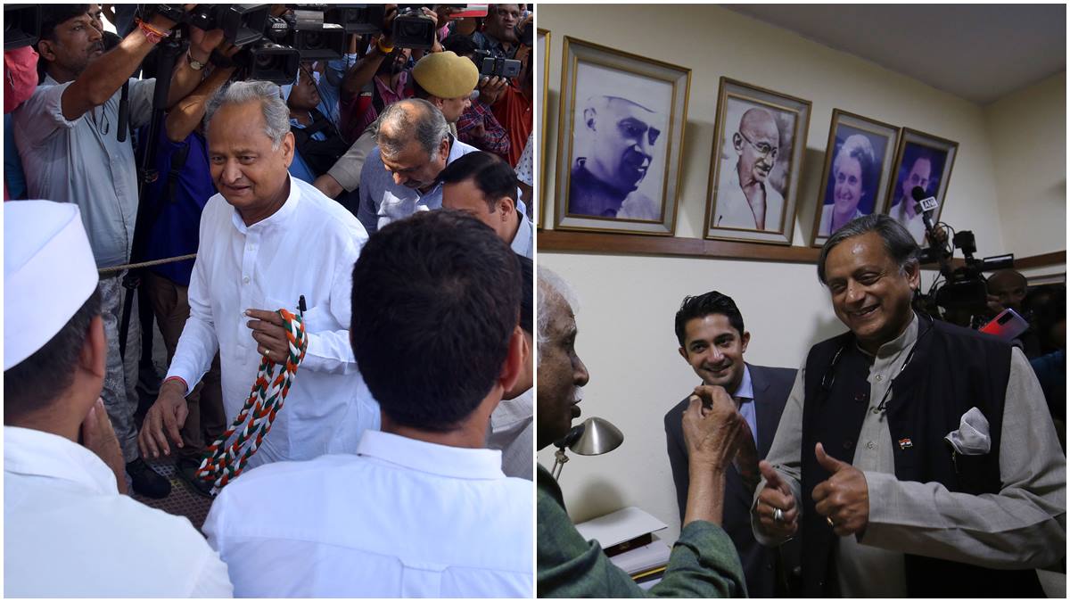 Congress leaders Shashi Tharoor and Ashok Gehlot are in the running for Congress party’s president post (Photo credit: Express photo)