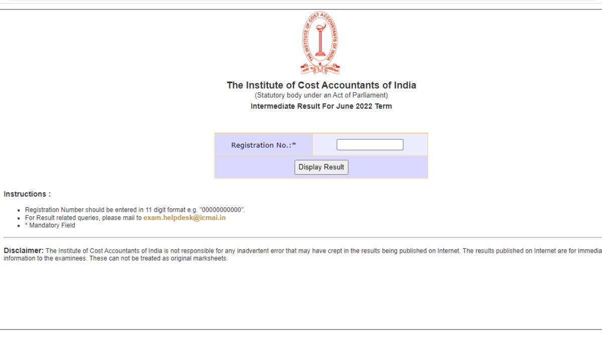 ICMAI CMA June 2022 results download