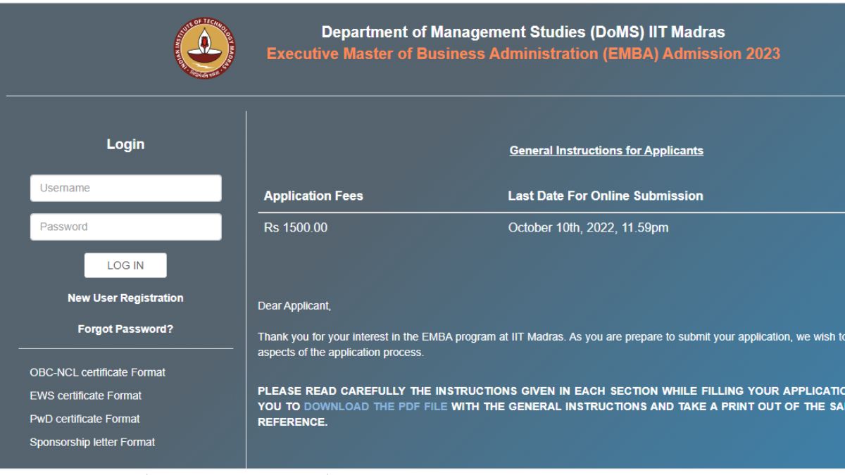 IITM Admission 2022 IITM Admission 2022 online application process IITM Admission 2022 eligibility criteria