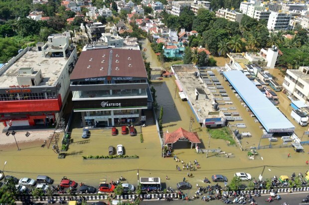 A view of a flooded area after heavy rainfall in Bangalore, India, Monday, Sept. 5, 2022. Life for many in the southern Indian city of Bengaluru was disrupted on Tuesday after two days of torrential rains set off long traffic snarls, widespread power cuts and heavy floods that swept into homes and submerged roads. (AP Photo)