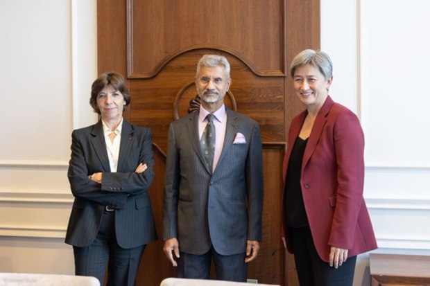 Concluded the India-Australia-France Foreign Ministers’ trilateral. Useful in promoting cooperation in Indo-Pacific issues as well as at the global level. Thank FMs Min Colonna and Senator Wong for their commitment. (Photo: Twitter/Dr S Jaishankar)