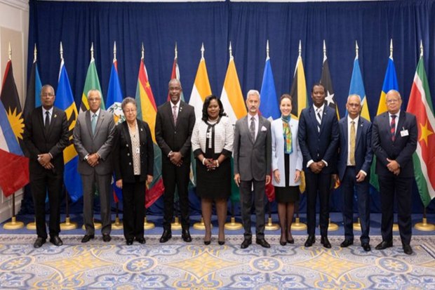 A warm and friendly India-CARICOM Ministerial meeting this afternoon. Discussed our development partnership, health cooperation, digital linkages and capacity building. India-CARICOM is a true example of South-South solidarity. (Photo: Twitter/Dr S Jaishankar)