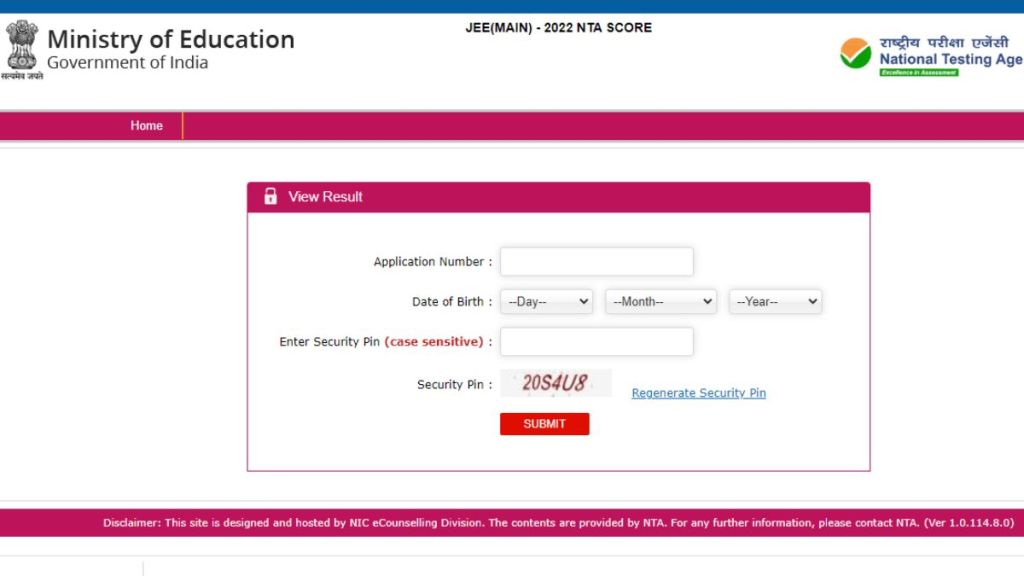 JEE Main 2022 Paper 2 Result download link
