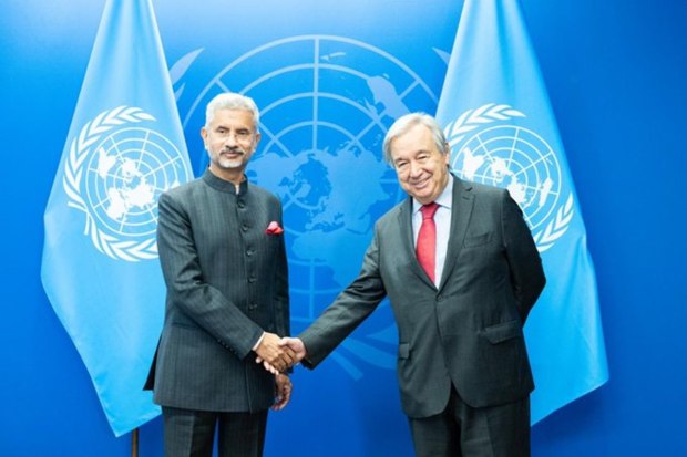 Dr. S Jaishankar extensive discussion on pressing global challenges with UN Secretary General Antonio Guterres. (Photo: Twitter/Dr S Jaishankar)