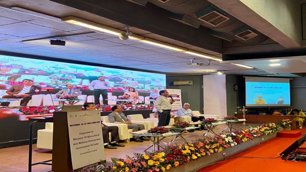 NSSH Conclave, National SC-ST Hub Scheme, MSME scheme, Central Public Sector Enterprises, CPSEs, lending institutions, Government e-Marketplace, GeM, Rural Self Employment Training Institutes, RSETI, Tribal Cooperative Marketing Development Federation of India, TRIFED, SC-ST, Kirit Premjibhai Solanki, Indian Economy, bankers, Gujarat, Udyam