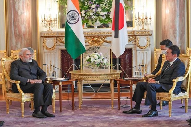 Prime Minister Narendra Modi with Japanese Prime Minister Fumio Kishida in Tokyo. PM Modi extended his deepest condolences on the untimely demise of former PM Shinzo Abe. (PTI Photo)