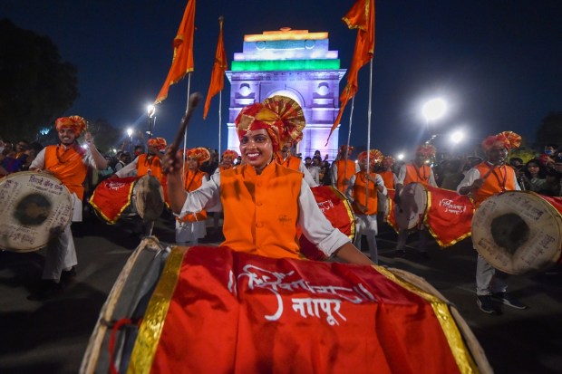 New Delhi: Folk dancers from Nagpur perform at the newly-named Kartavya Path, a stretch from Rashtrapati Bhavan to India Gate, in New Delhi. (PTI Photo)