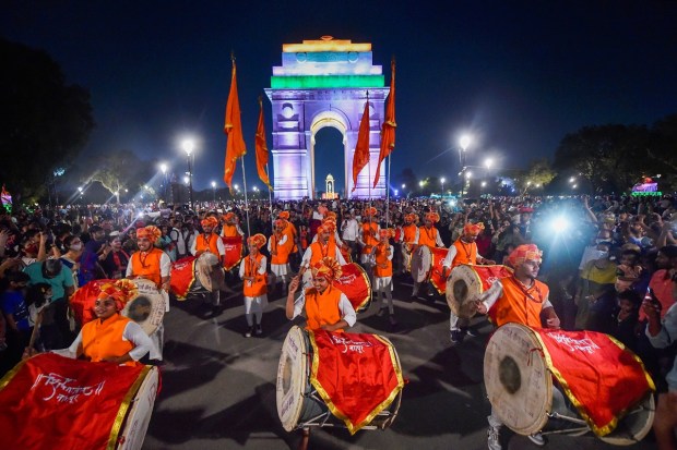 New Delhi: Folk dancers from Nagpur perform at the newly-named Kartavya Path, a stretch from Rashtrapati Bhavan to India Gate, in New Delhi. (PTI Photo)