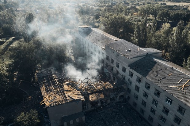 Ruins of a psychiatric hospital are seen after the Russian night shelling in Kramatorsk, Donetsk region, eastern Ukraine, in the early hours of Wednesday, Aug. 7, 2022. (AP Photo)