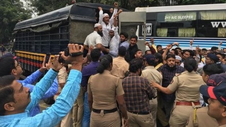 On Saturday morning, several videos were circulated on social media claiming that 'Pakistan Zindabad' slogans were raised during the PFI protest in Pune. (Express Photo)