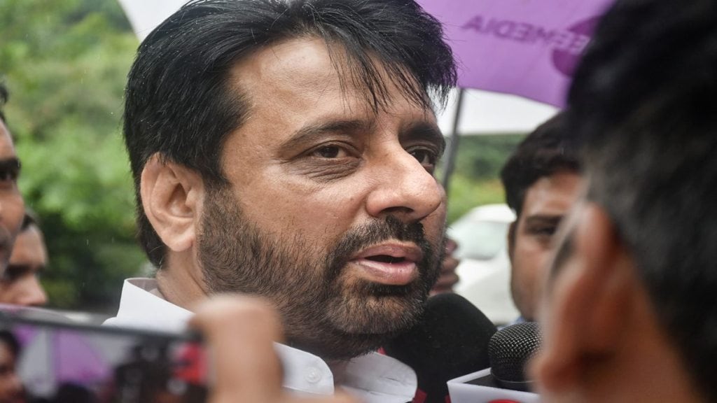 AAP MLA Amanatullah Khan arrives at Anti-Corruption Branch office for questioning in connection with a two-year-old corruption case related to the Delhi Waqf Board, in New Delhi on Friday. (PTI Photo)