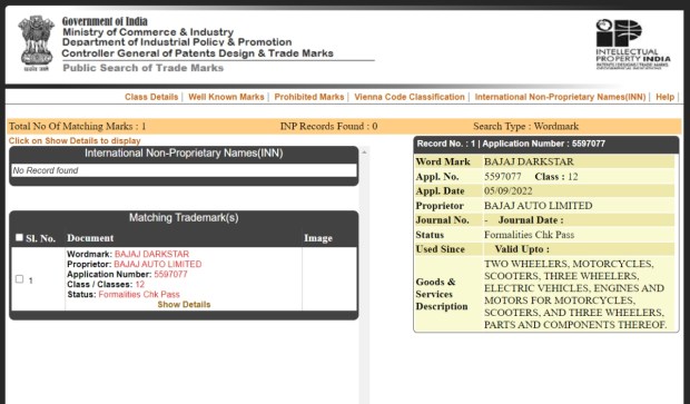 bajaj darsktar patented