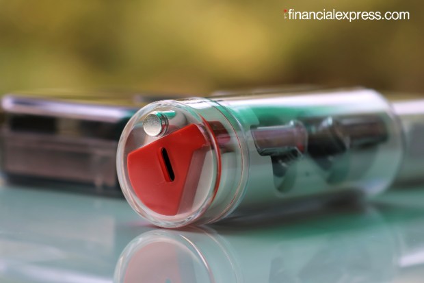 Ear Stick charging and pairing spot. (Photo credit: Saurabh Singh/Financial Express)