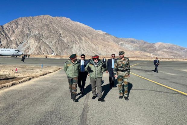 PM Modi interacting with Indian Army personnel in Kargil district.