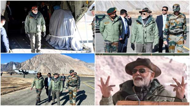 Prime Minister Narendera Modi on Monday continued his tradition of celebrating Diwali with soldiers at the border. The PM, who has been celebrating the festival with security personnel since his first term, reached Kargil in the morning and addressed the soldiers. The Prime Minister’s Office has shared the photos of his visit to Kargil on Twitter.