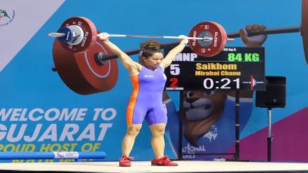 national games. 36th national games, gujarat, mirabai chanu, bhavani devi, olympics, weightlifting, fencer, gold medal