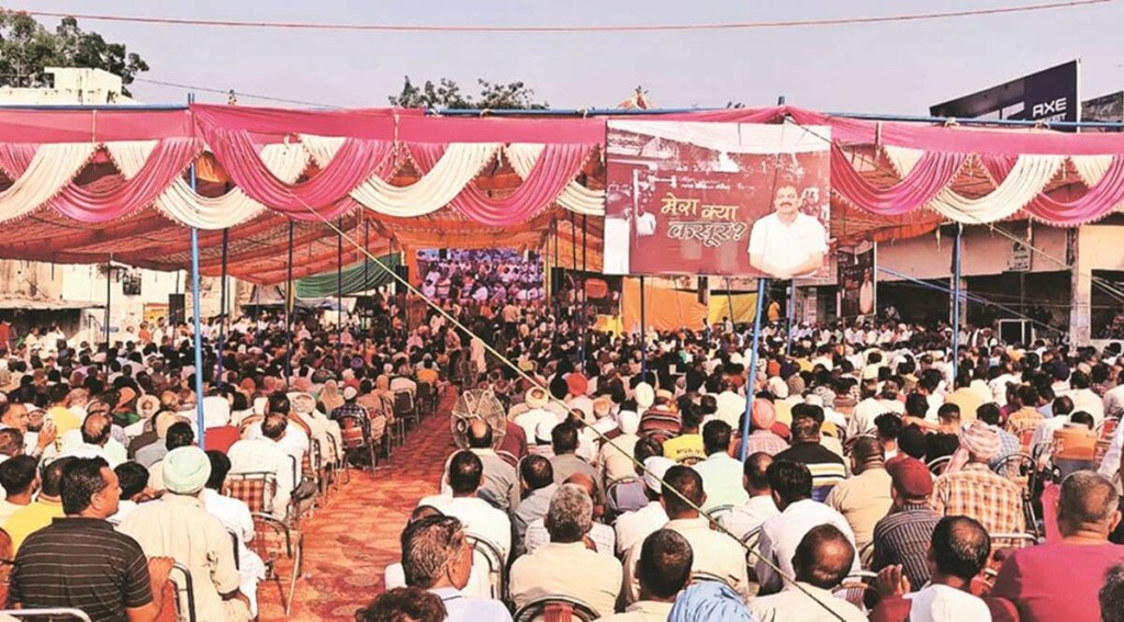 Krishan Lal Thakur’s rally in Nalagarh on Friday. (Express Photo by Navjeevan Gopal) Krishan Lal Thakur’s rally in Nalagarh on Friday. (Express Photo by Navjeevan Gopal)
