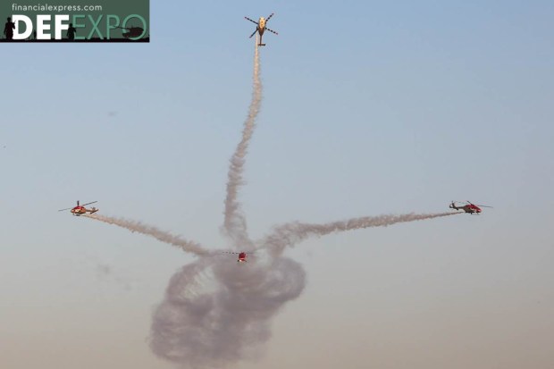 Awe-inspiring Helobatics by Sarang Team. (Photo: Ministry of Defence)
