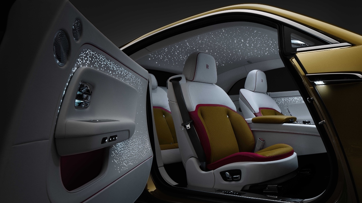 Rolls-Royce is well-known for its Starlight Headliner under the roof, but now the Spectre gets the dazzling star-like effect on its door panels as well. Its Starlight doors are made up of 4,796 LEDs.Â