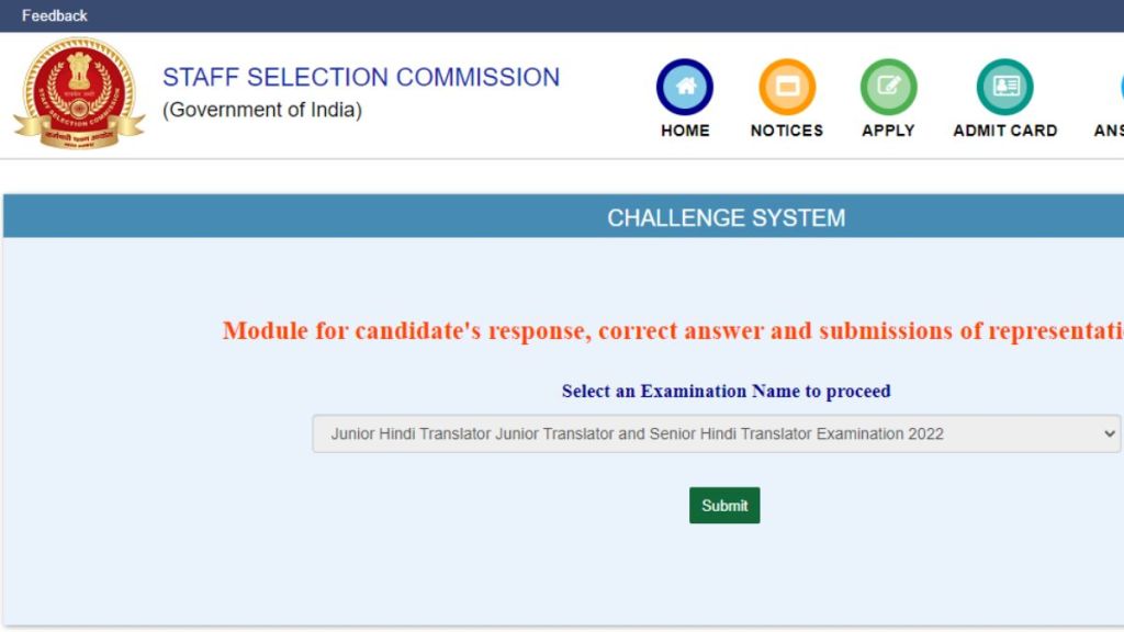 SSC Answer Key 2022 for JHT, JT and SHT exams