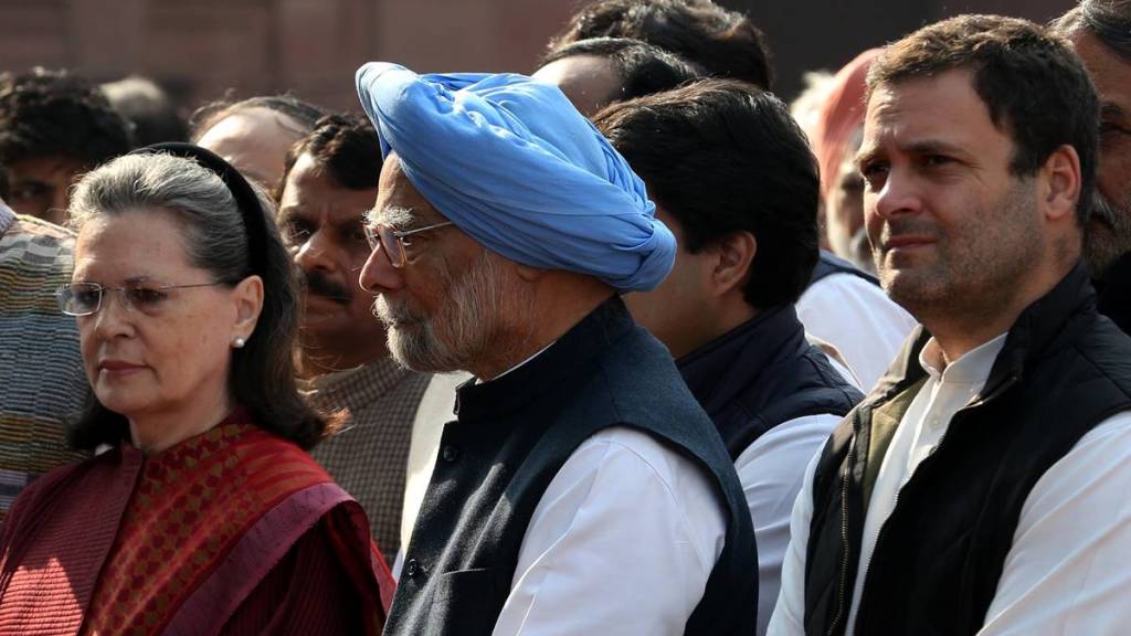 Dr Manmohan Singh, Rahul Gandhi, Sonia Gandhi in New Delhi. (Express Photo By Amit Mehra | File )