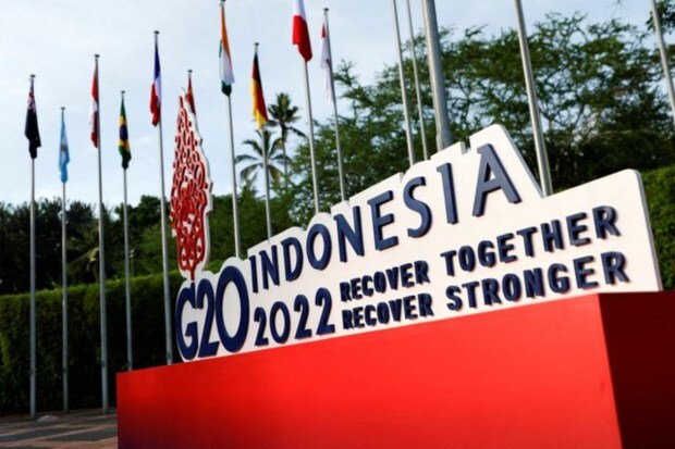 A sign announcing the G20 summit is pictured in Nusa Dua, Bali, Indonesia, November 13, 2022. (Photo source: Reuters)