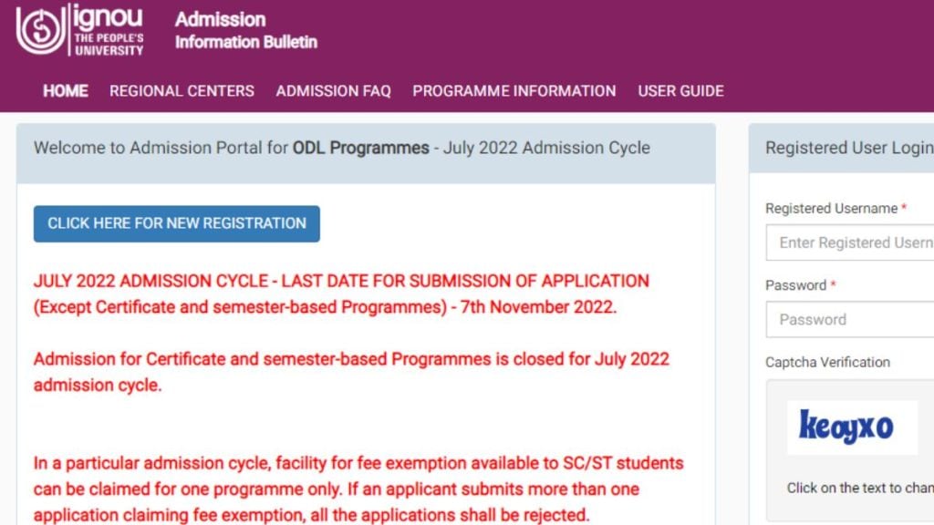 IGNOU July Admission 2022 registration last date today! Apply on ignouiop.samarth.edu.in now IGNOU July Admission 2022 registration last date today! Apply on ignouiop.samarth.edu.in now