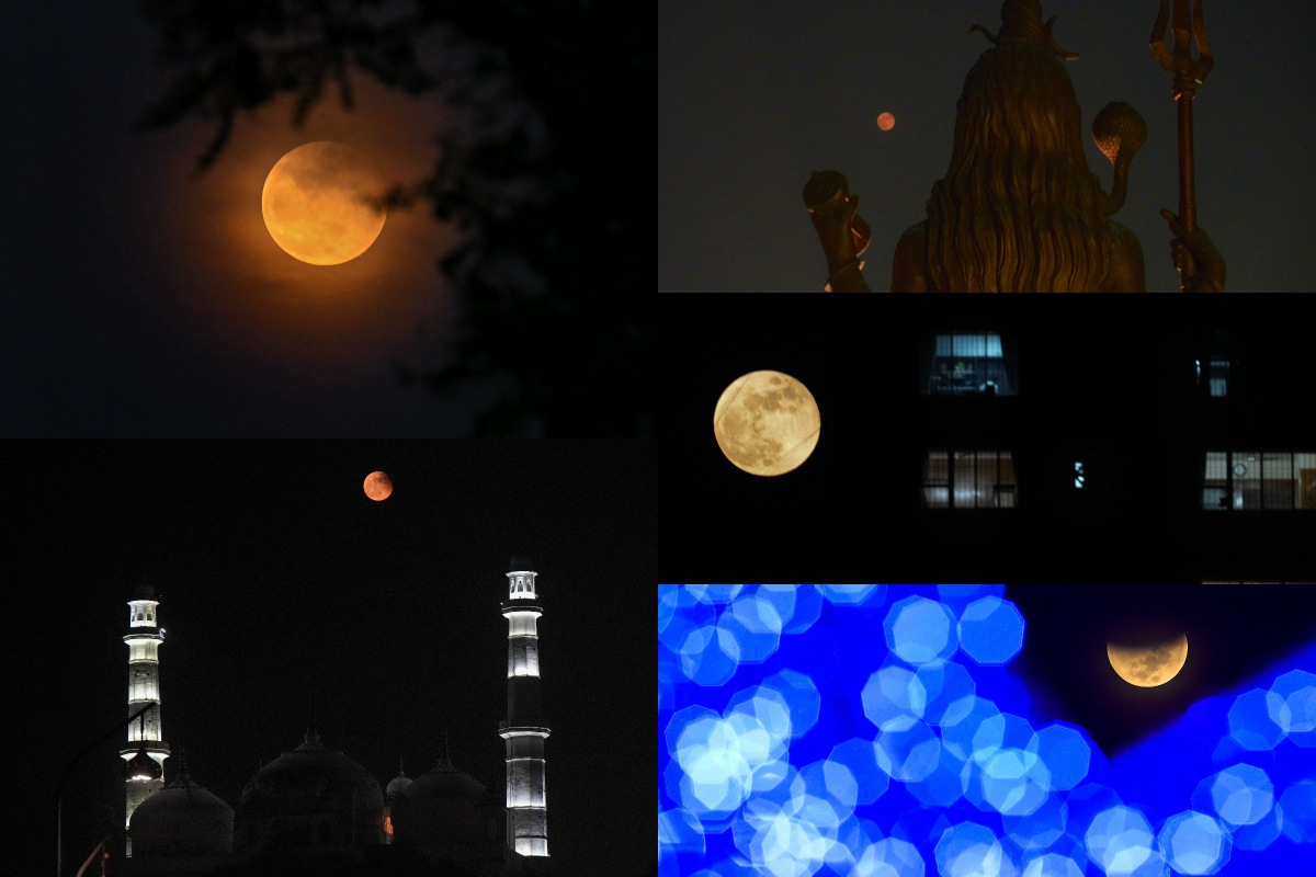 Lunar Eclipse, lunar eclipse 2022, lunar eclipse 2022 pictures, chandra grahan, chandra grahan pictures, chandra grahan 2022, chandra grahan photo gallery, lunar eclipse 2022 photos