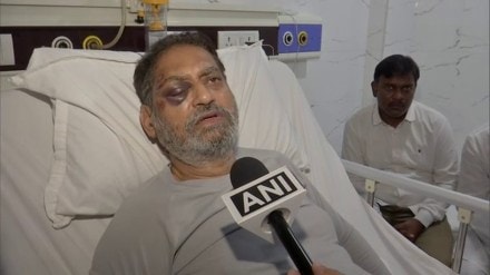 Nitin Raut has sustained injuries in his right eye, hands and legs. (Photo: ANI) Nitin Raut has sustained injuries in his right eye, hands and legs. (Photo: ANI)