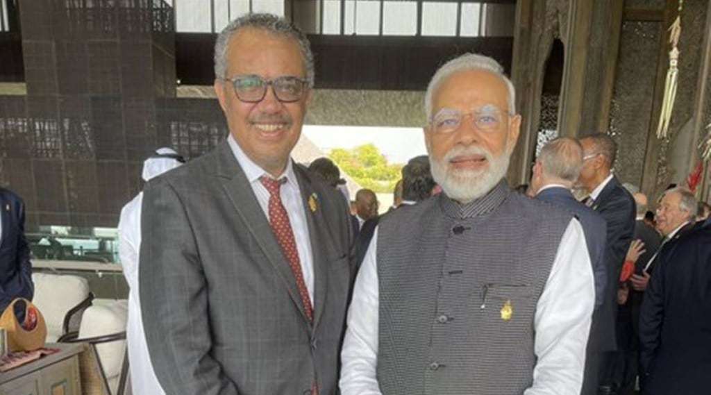 PM modi with WHO chief PM modi with WHO chief