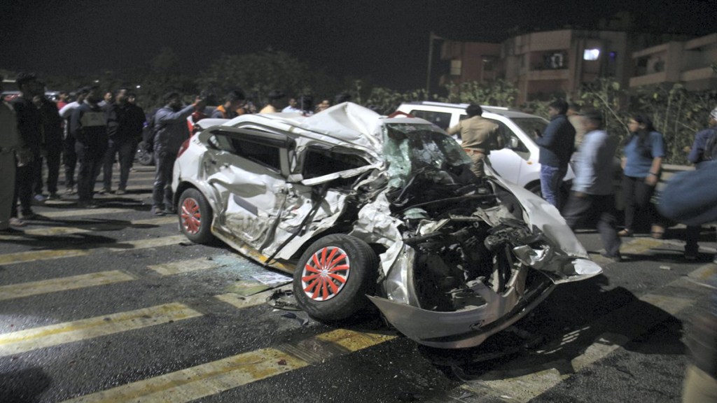 Damaged vehicles after multiple cars collided on Pune-Bangalore Highway, in Pune district, Sunday, Nov. 20, 2022. (PTI Photo)