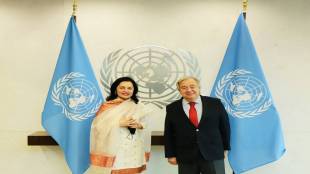 Ruchira Kamboj with Antonio Guterres