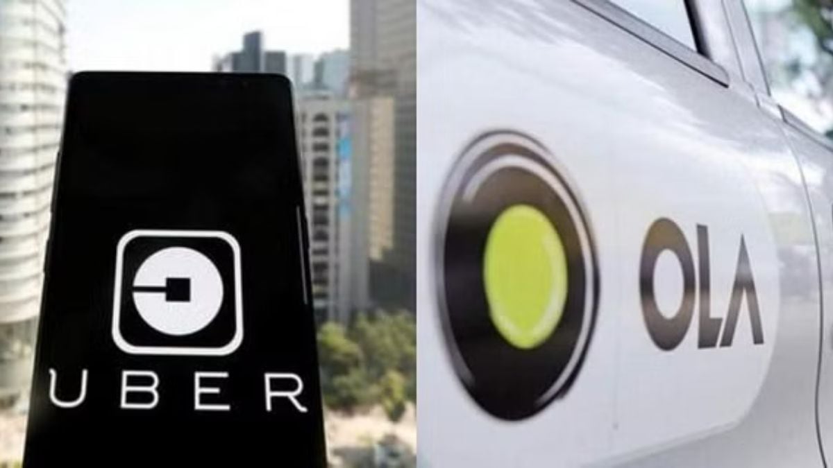 Uber app (L) and Ola cabs (R)