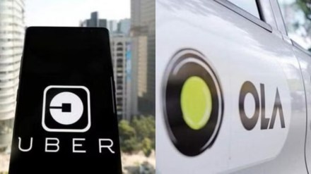 Uber app (L) and Ola cabs (R)