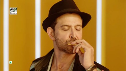 The TVC shows Hrithik readying for action when suddenly, on taking the first bite of Googly biscuit, something strange happens to him