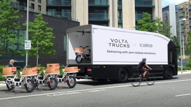 Volta Trucks, Cake electric motorcycles collaborate for last mile electric mobile micro hubs