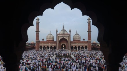 Muslims offer Eid al-Adha prayers at the Jama Masjid mosque in New Delhi on Sunday. Express photo/File.