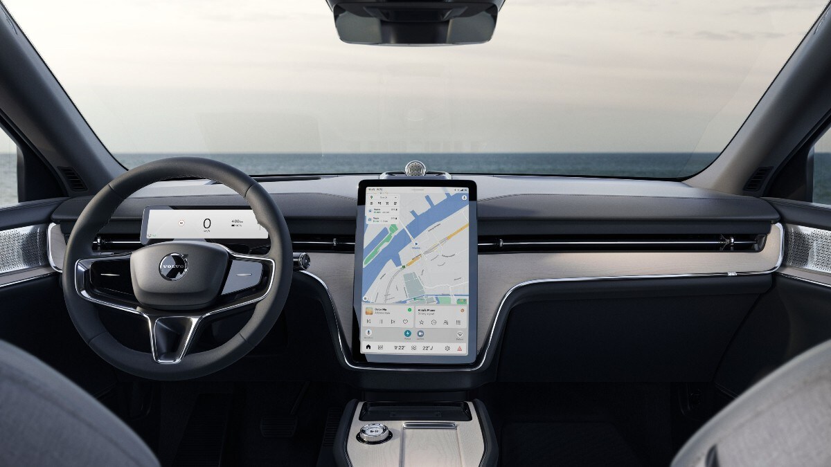 The cabin gets a large 14.5-inch vertically oriented touchscreen that features Volvo’s Google-based infotainment. 