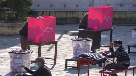 Nepalese people cast their vote during the general election in Lalitpur (AP Photo)